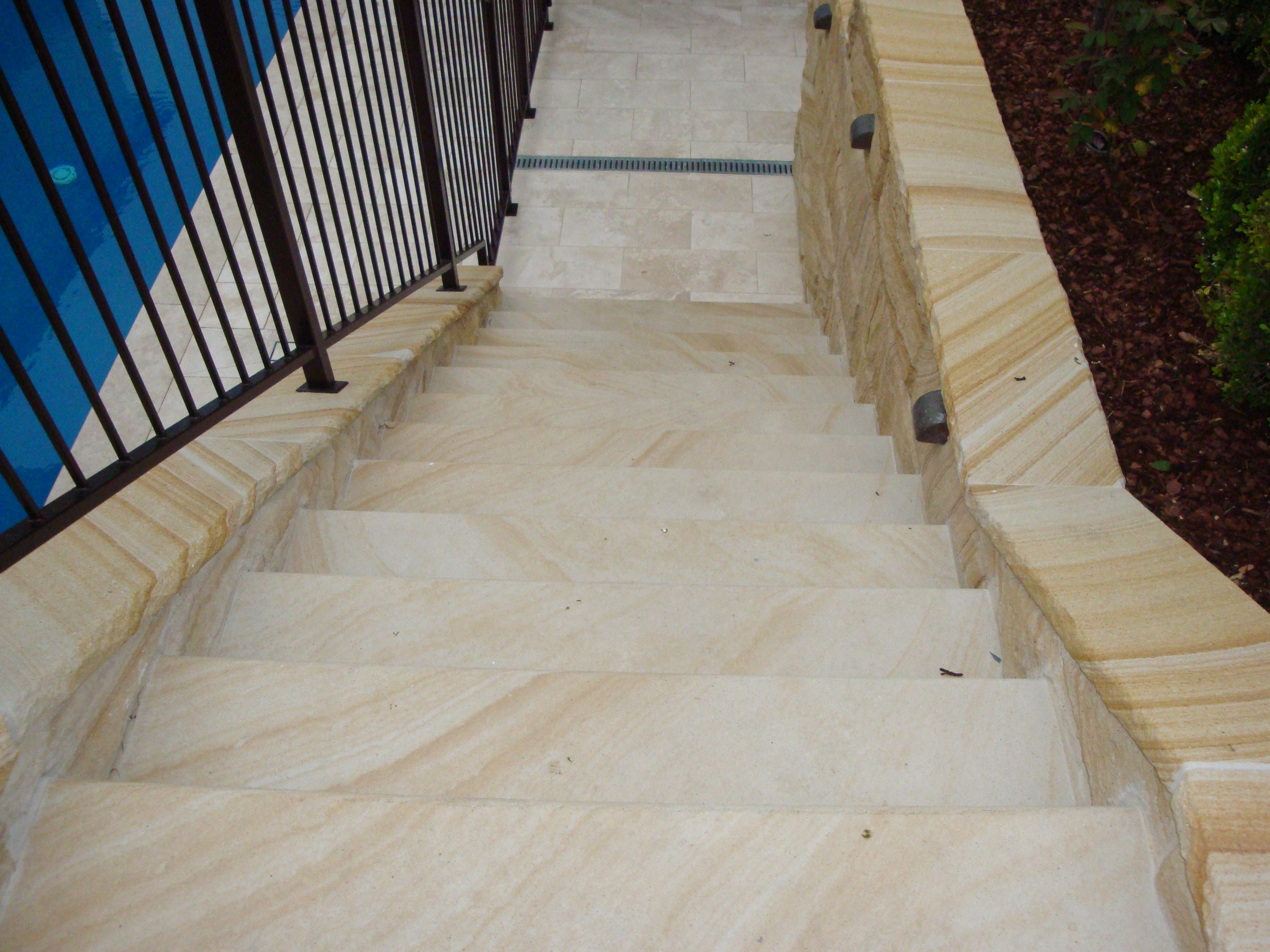 Striped stone steps