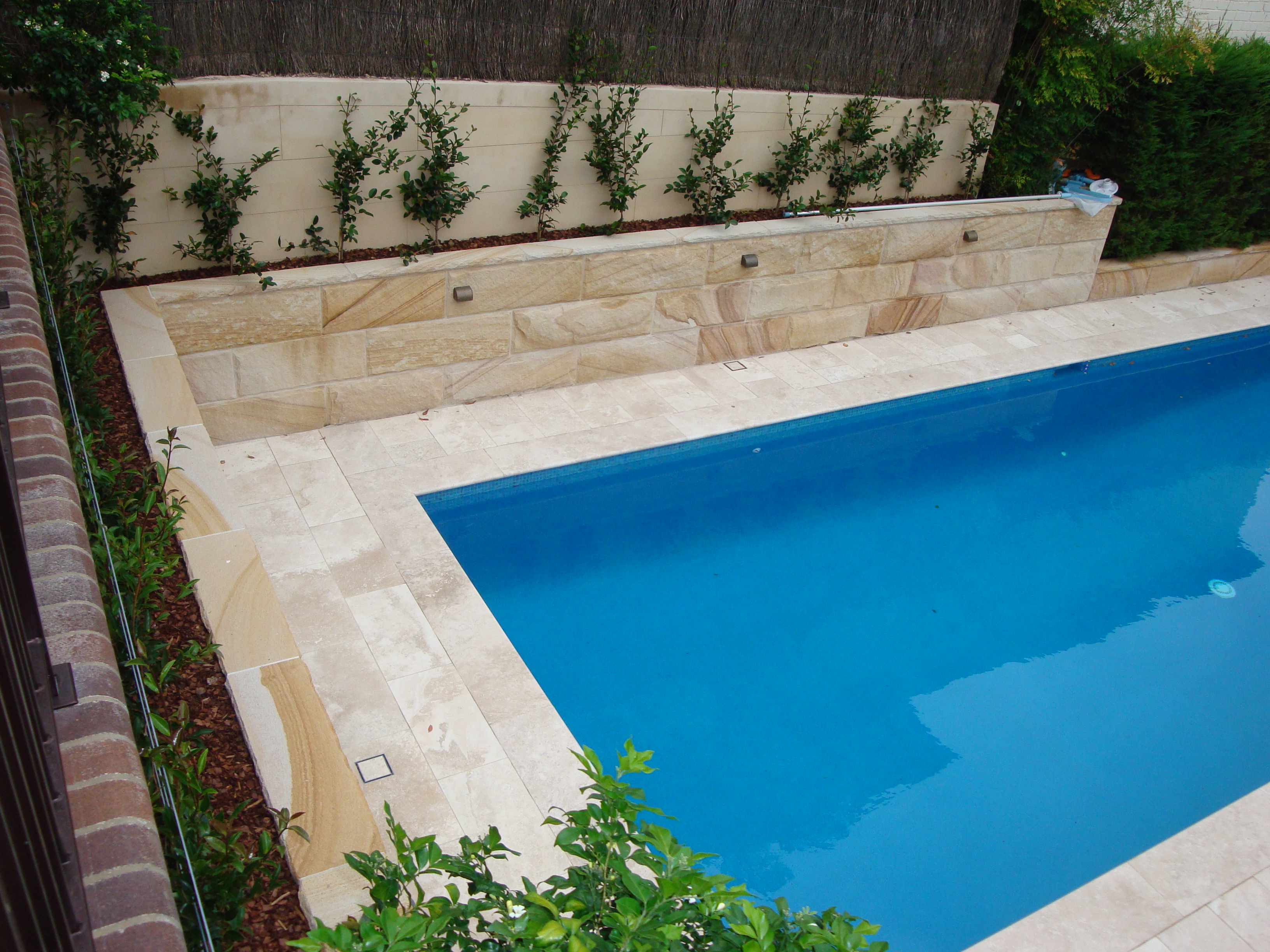 Flagging around pool